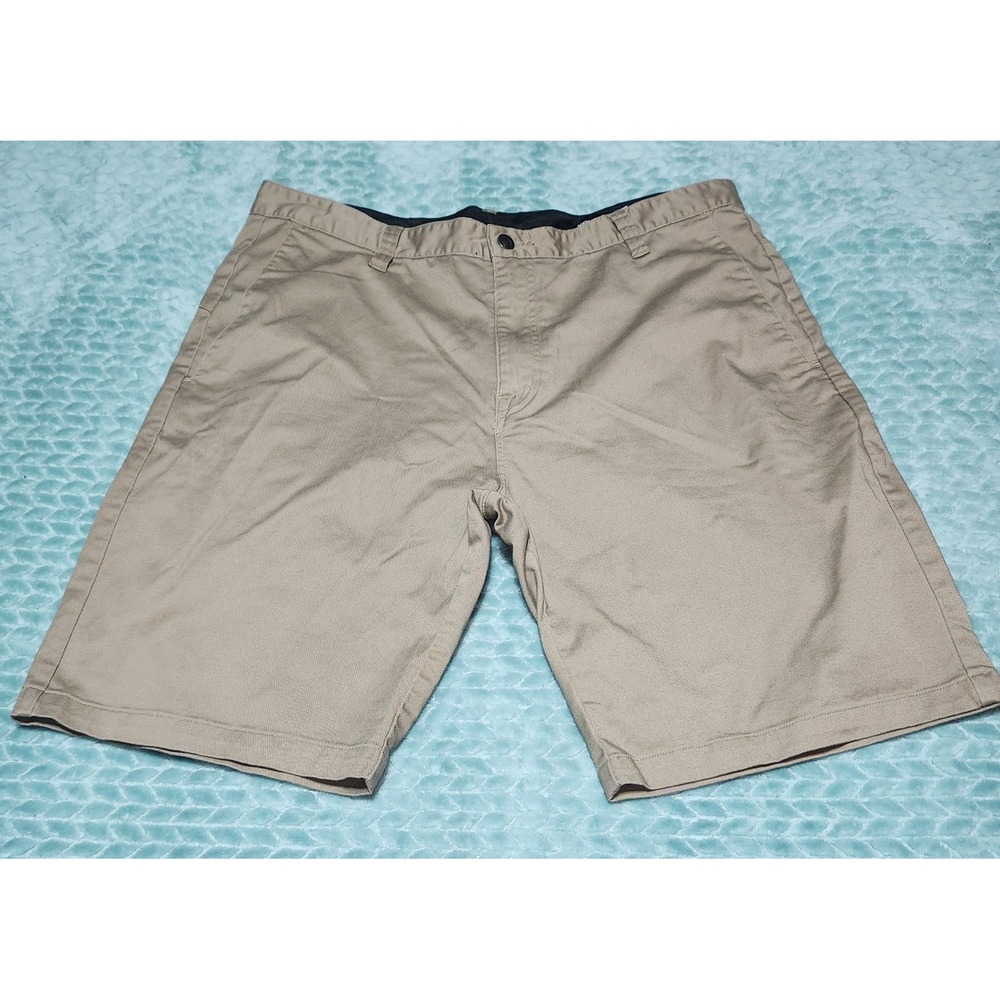 Volcom Mens Frickin Modern Stretch Chino Shorts Khaki Tan Size 38 A09117V3